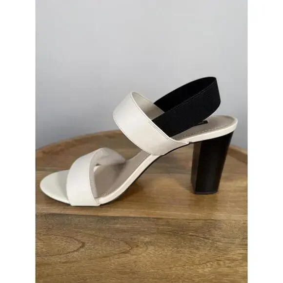 French Connection Women's Dakota Block Heel Sandals White/Black Size 9.5 NWB - Picture 12 of 14